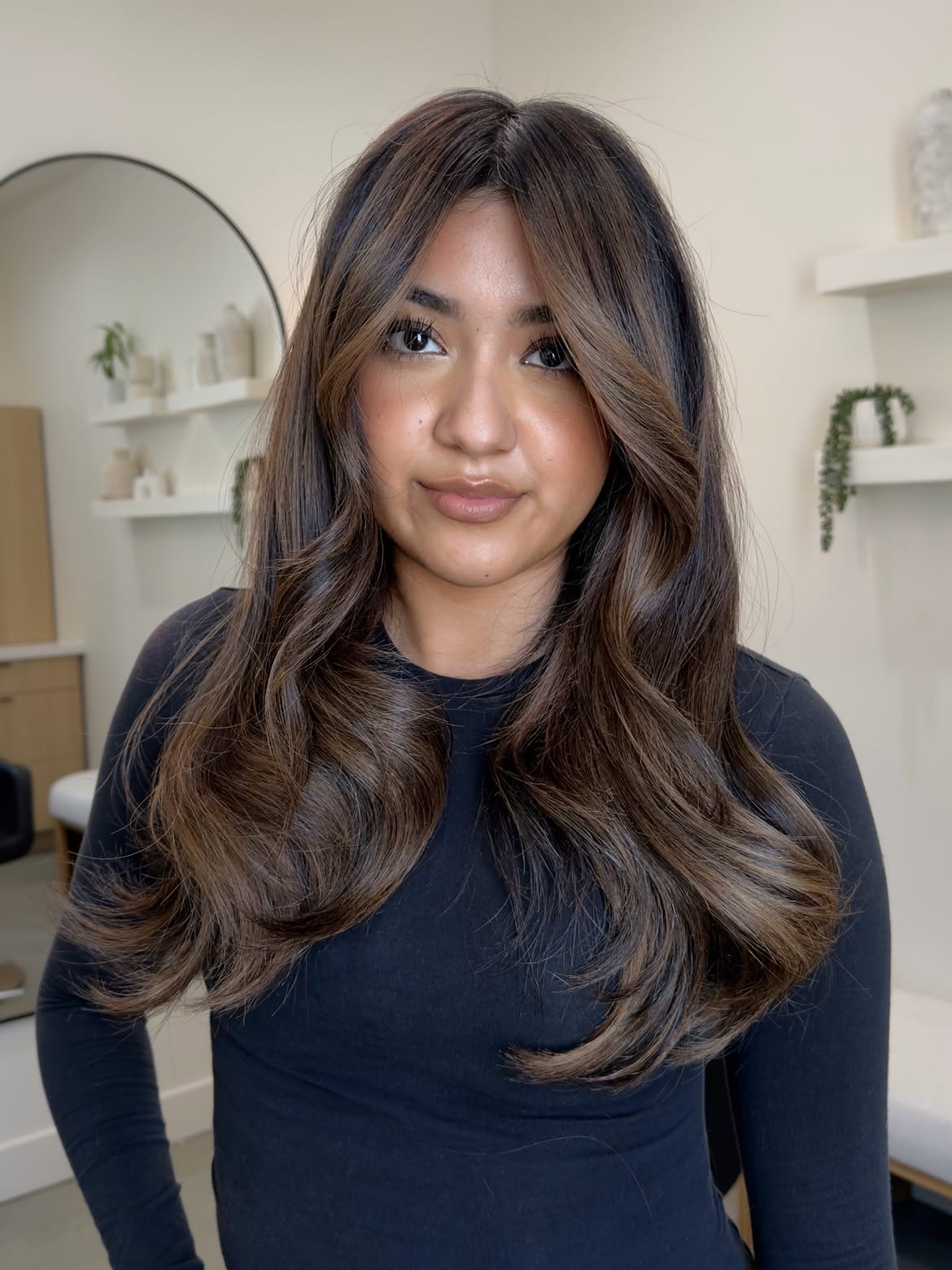 Rich Espresso With Caramel Balayage Waves