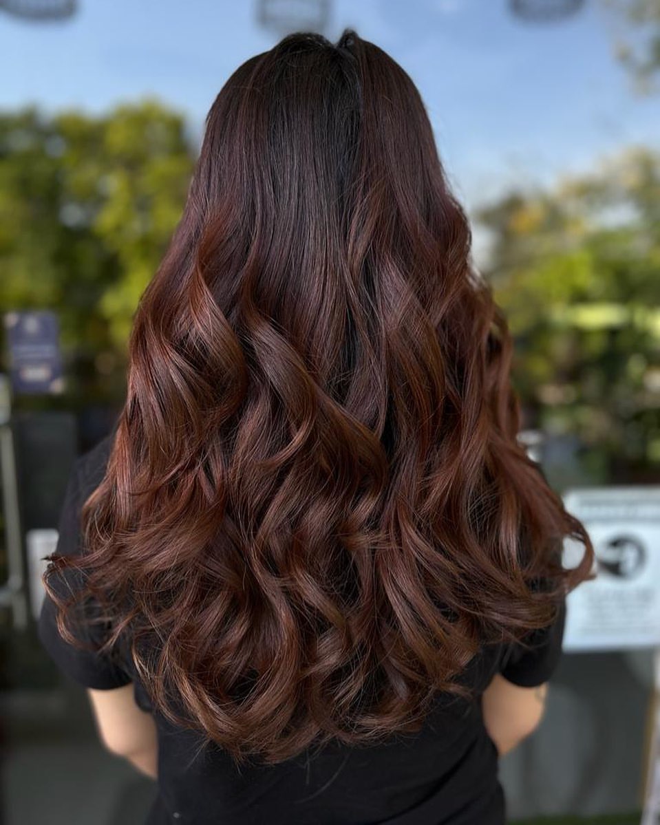 Rich Red Brown Balayage Waves