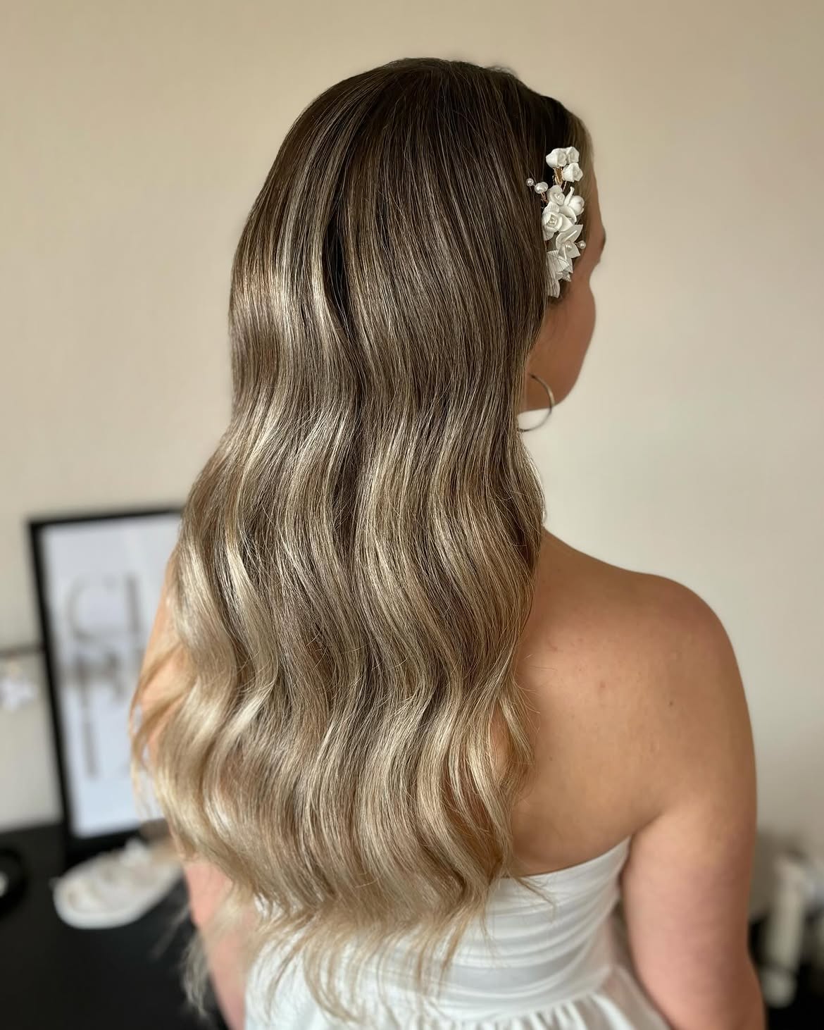 Romantic Wavy Half-Up With Floral Accessory