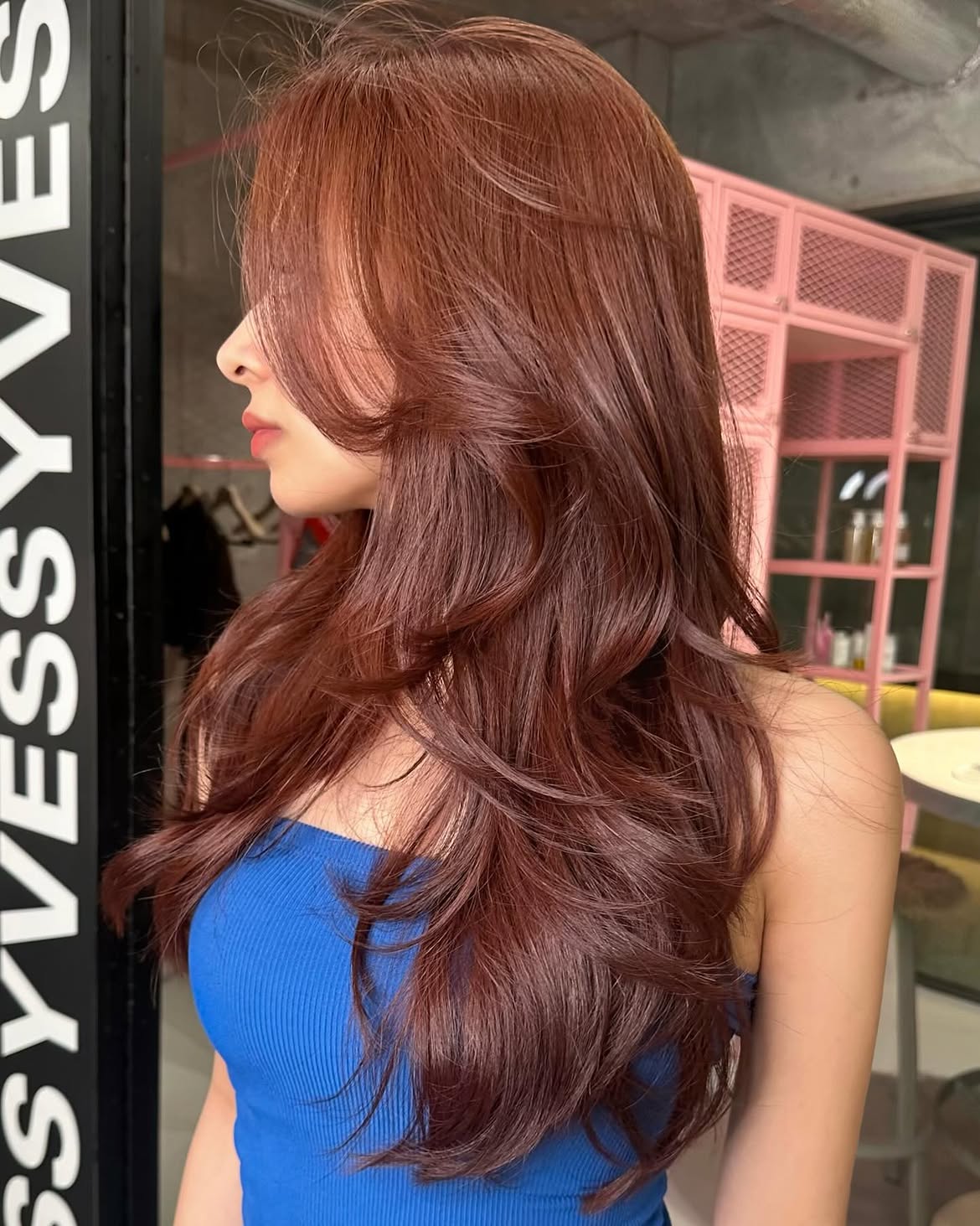 Rose Brown Balayage With Soft Face Framing Layers