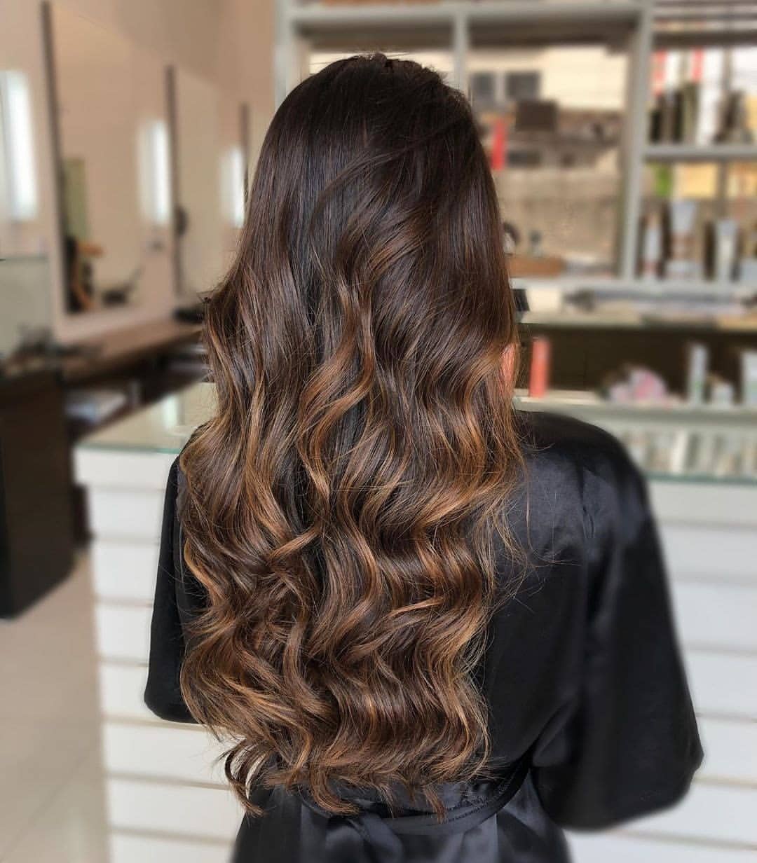 Seamless Chocolate Balayage With Loose Waves