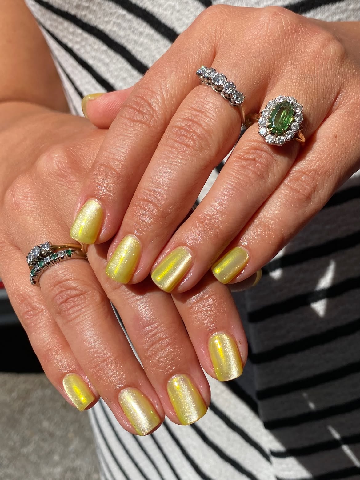Shimmering Lemon Yellow Chrome Nails