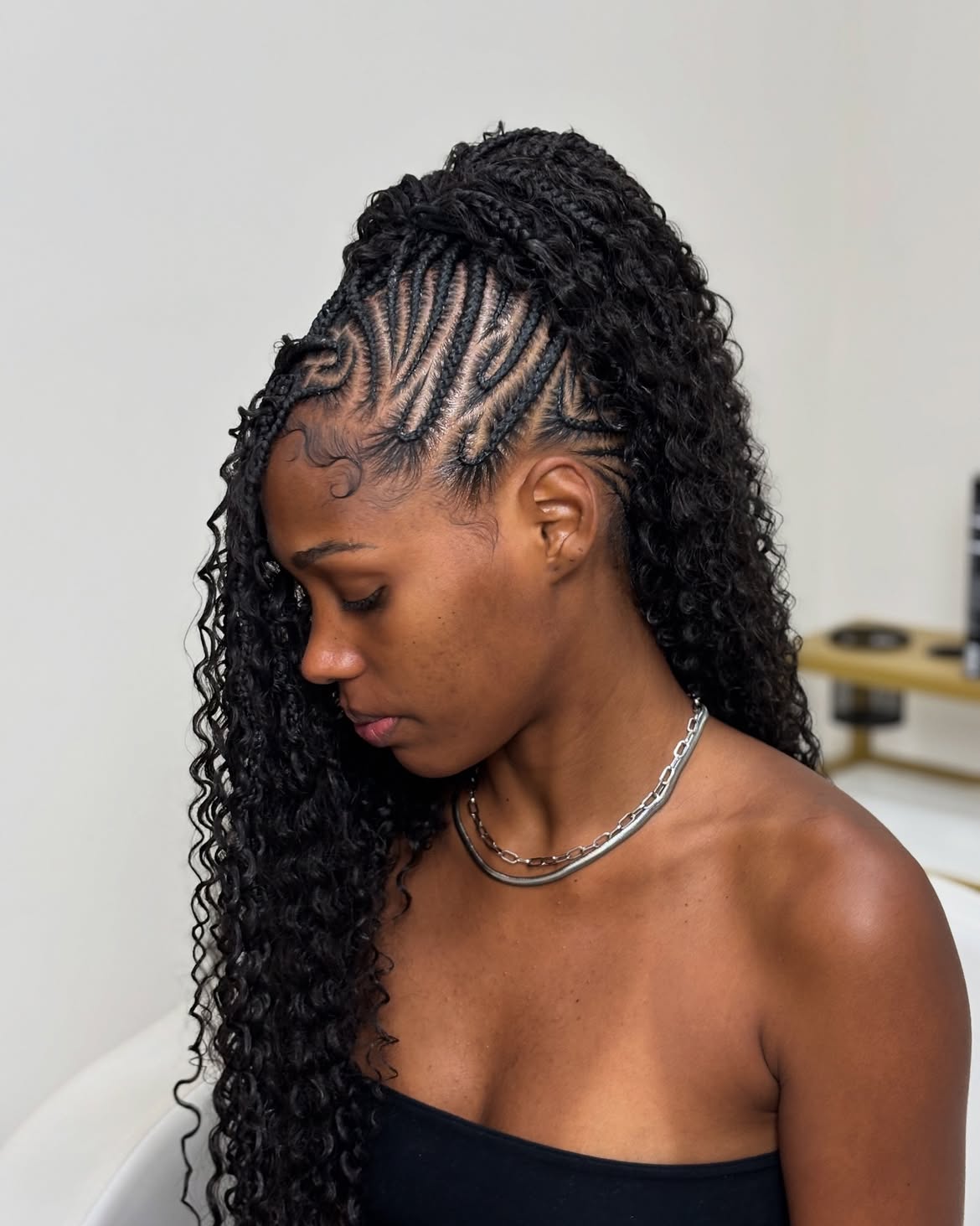 Side Braided Ponytail With Natural Curls