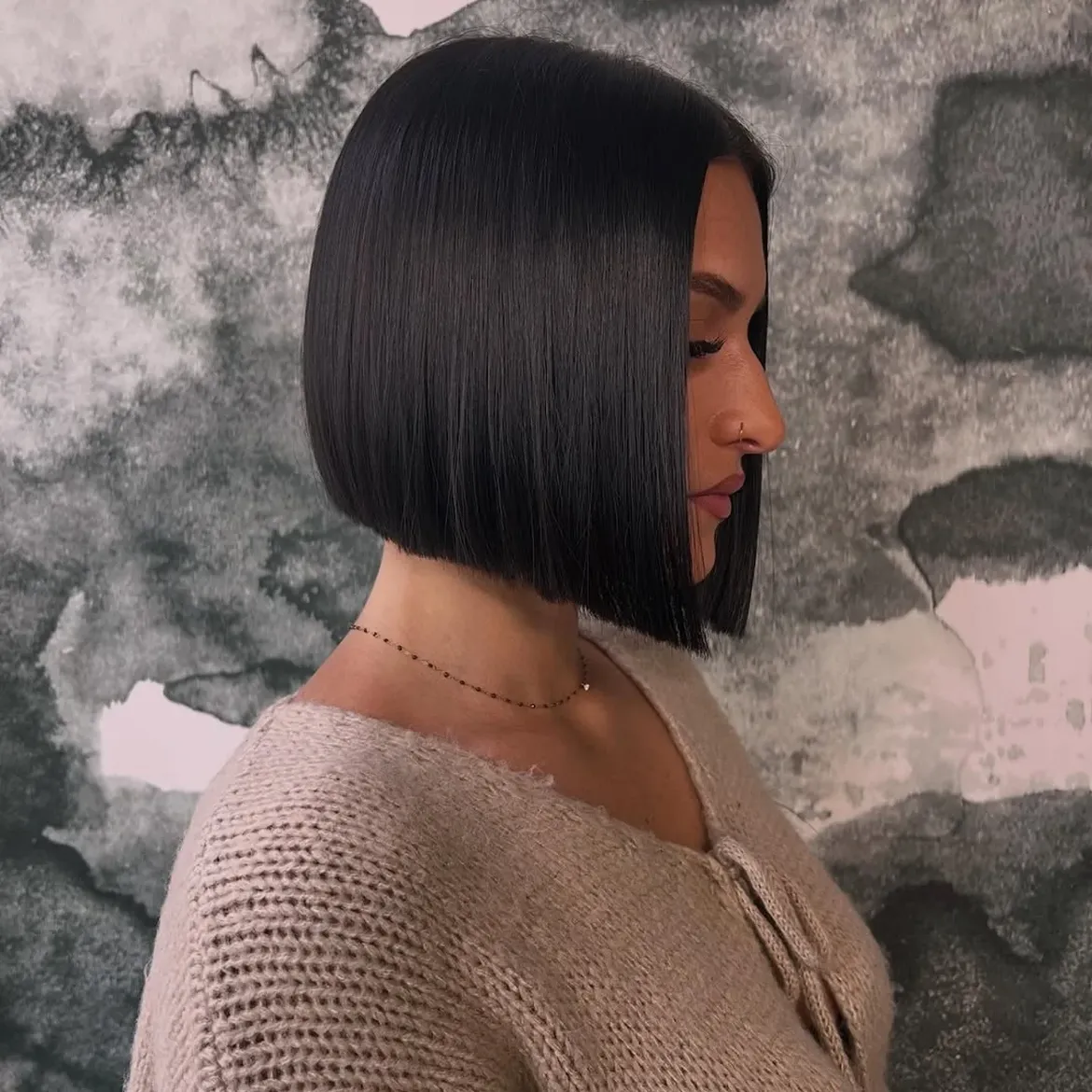 Sleek Blunt Bob With Deep Side Part