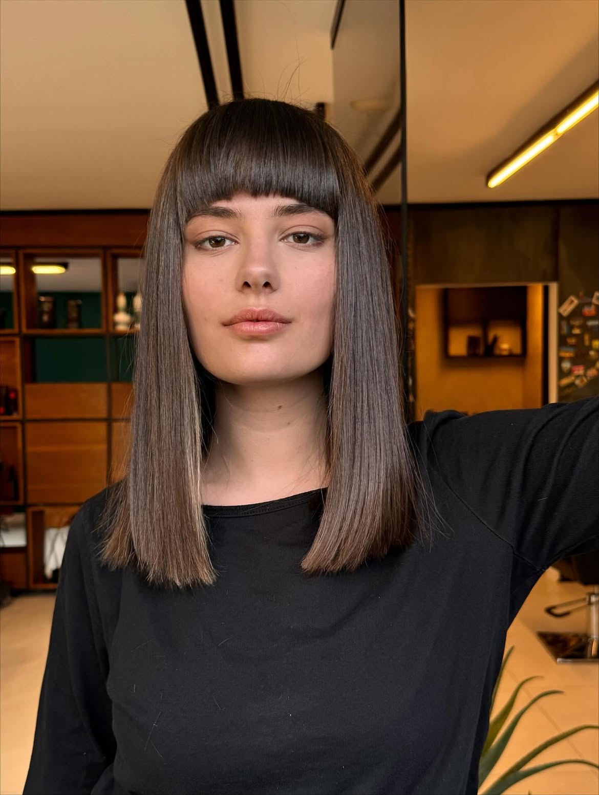 Sleek Blunt Cut With Straight Across Bangs