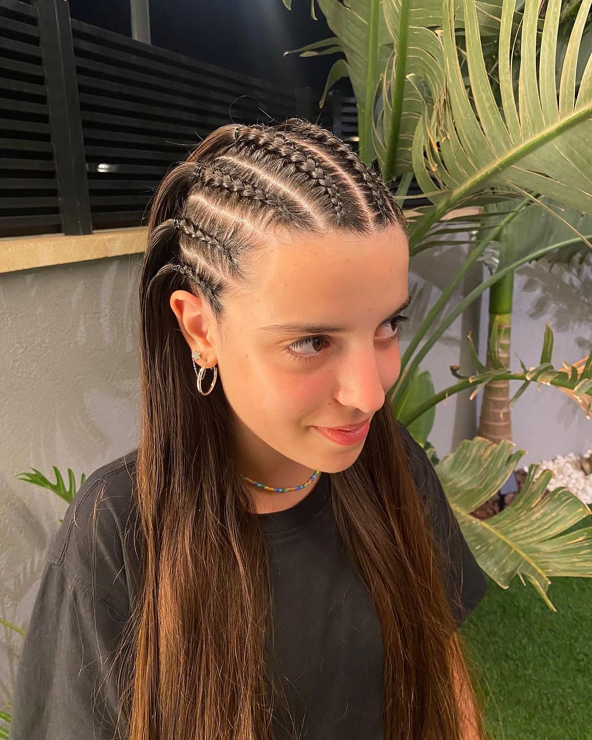 Sleek Cornrow Braids With Long Straight Hair