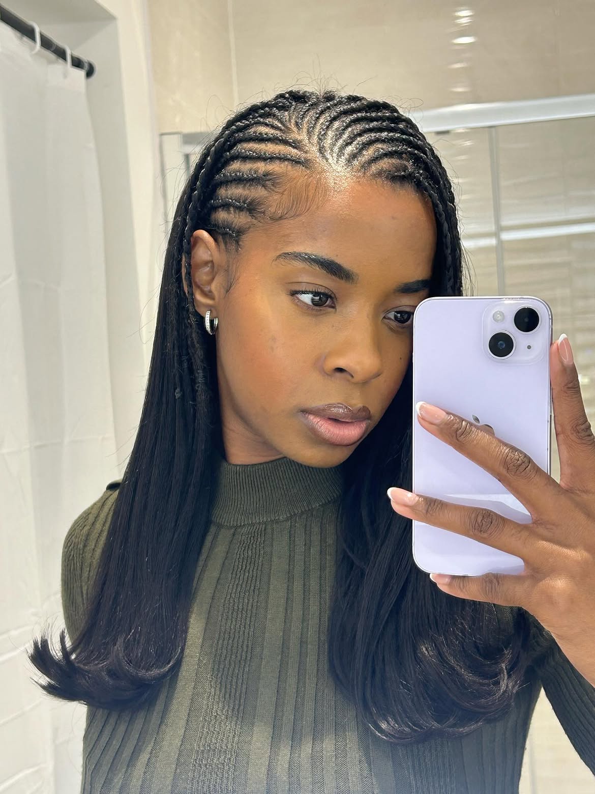 Sleek Cornrows With Flowing Straight Hair