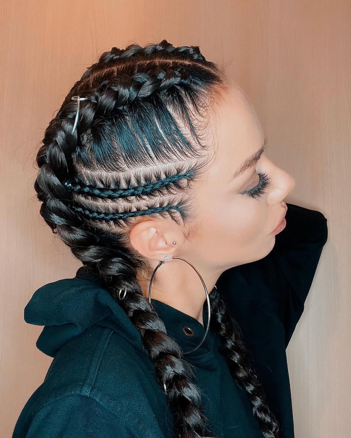 Sleek Double Dutch Braids With Baby Hairs