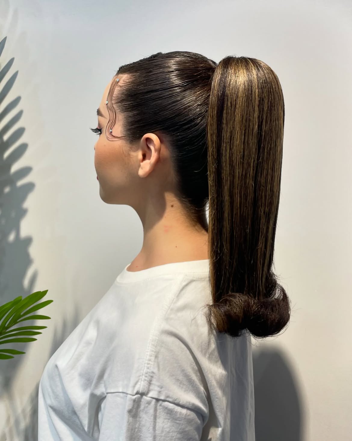 Sleek High Ponytail With Wrapped Hair