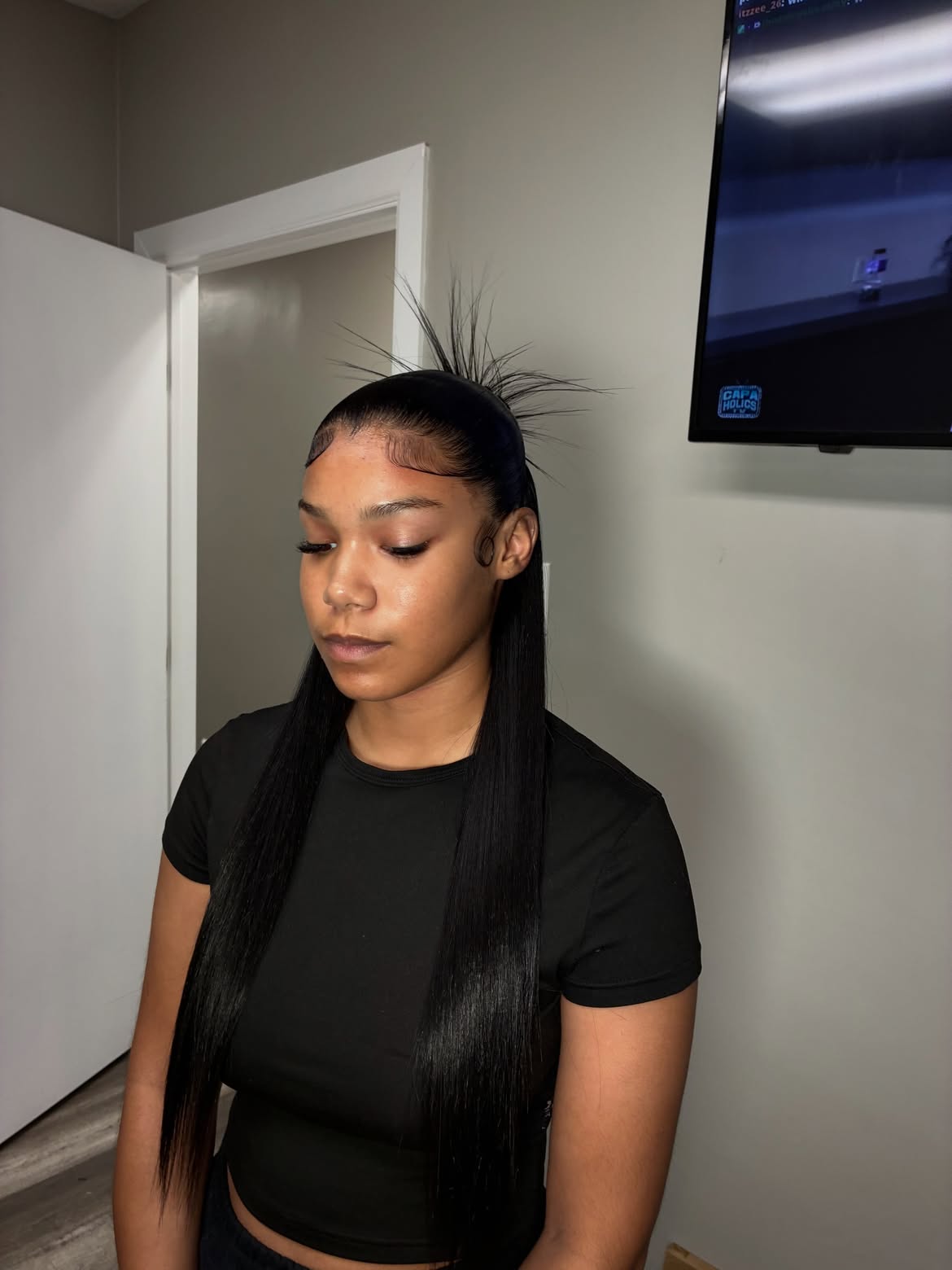 Sleek High Spiky Ponytail With Laid Edges