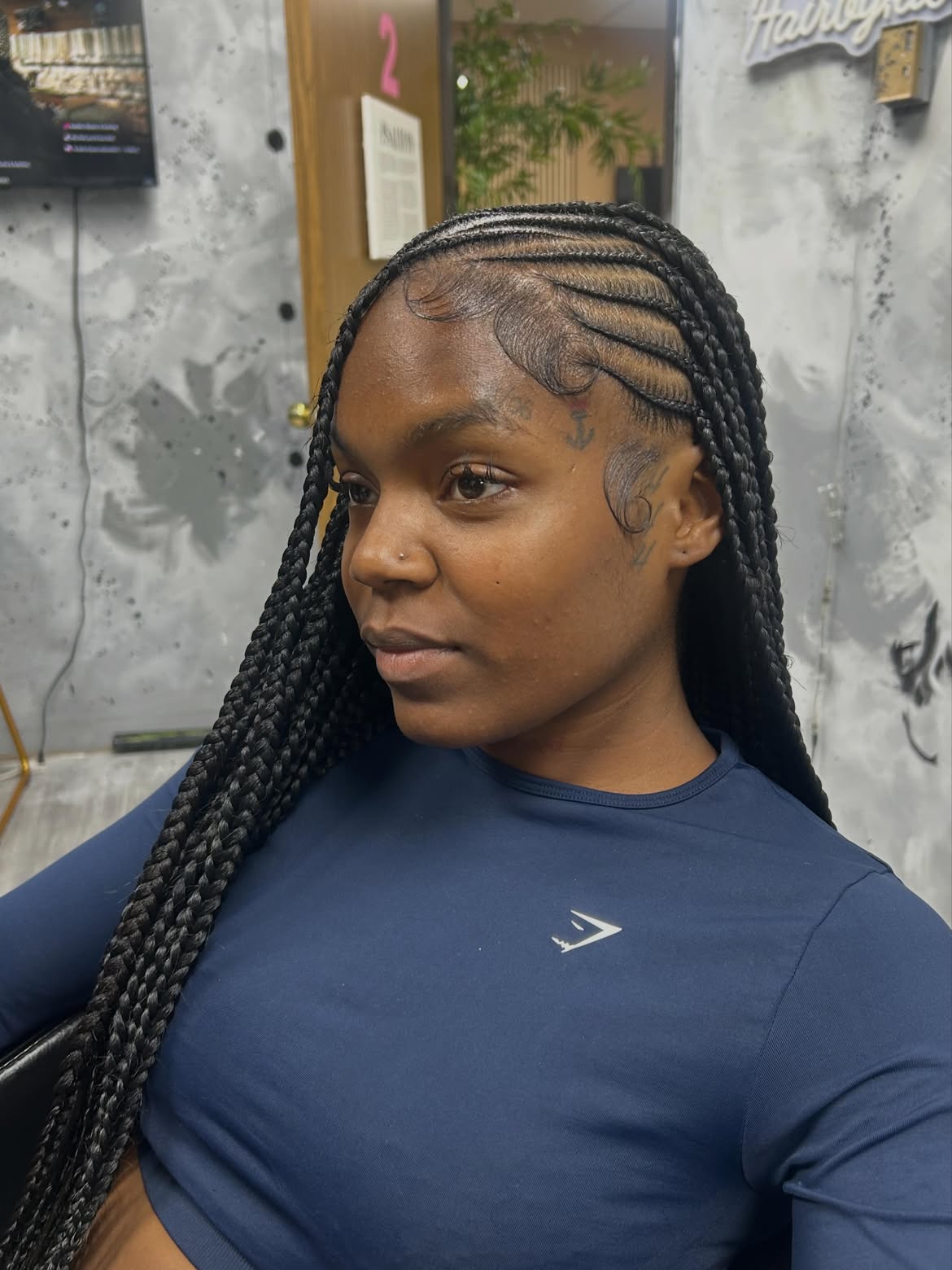Sleek Medium Knotless Braids With Defined Edges