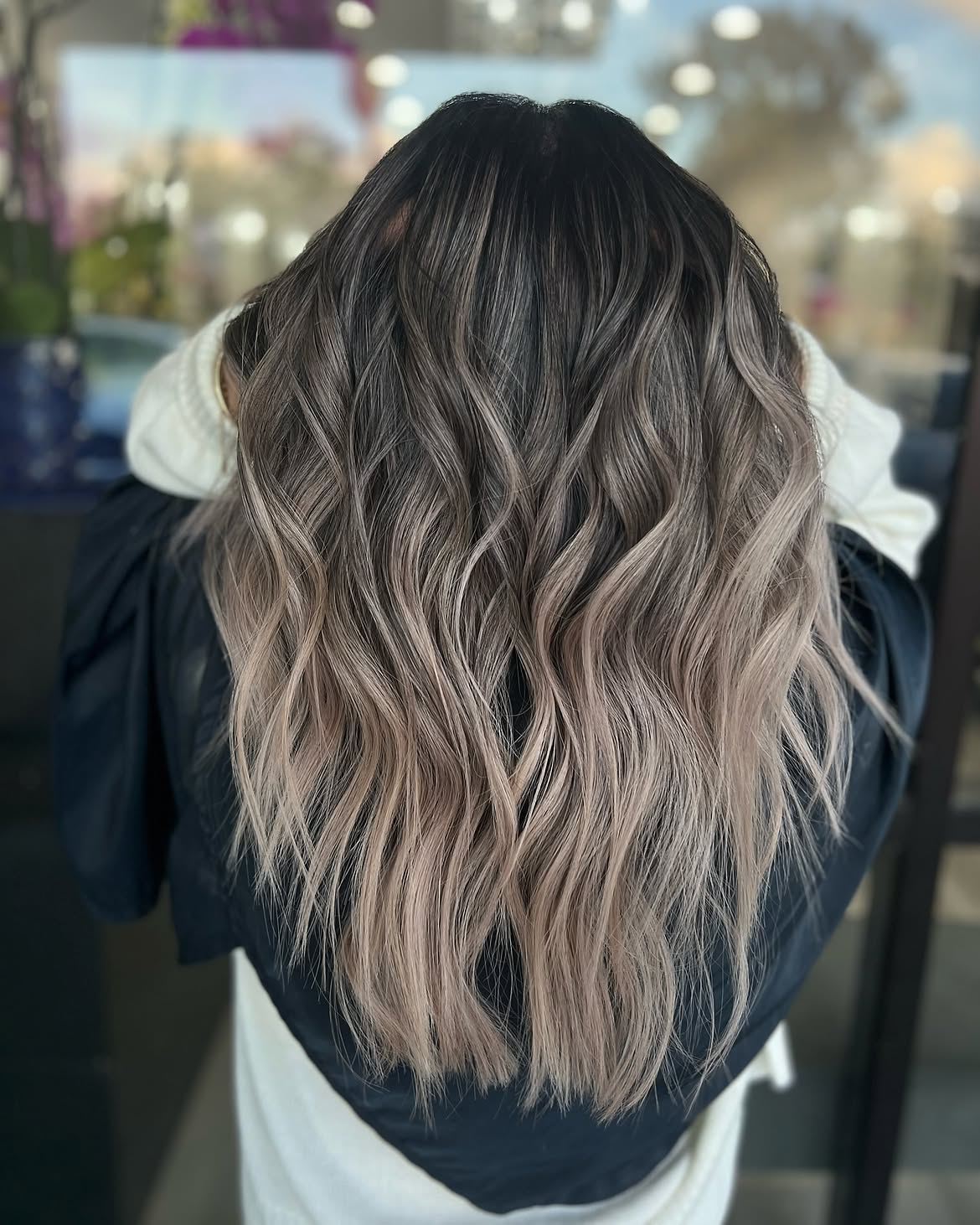 Smoky Ash Balayage With Beachy Waves