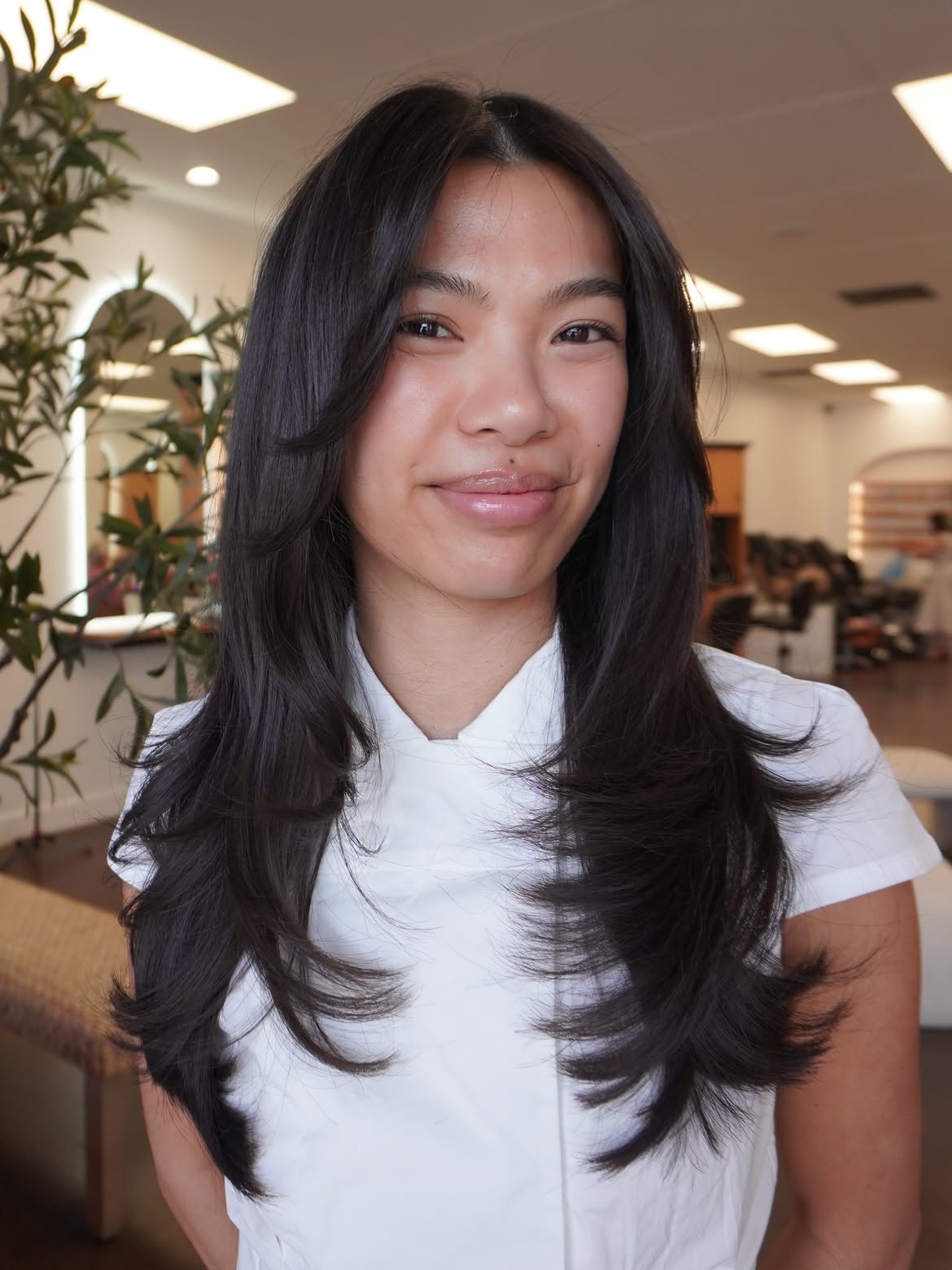Soft Layered Black Hair With Face Framing