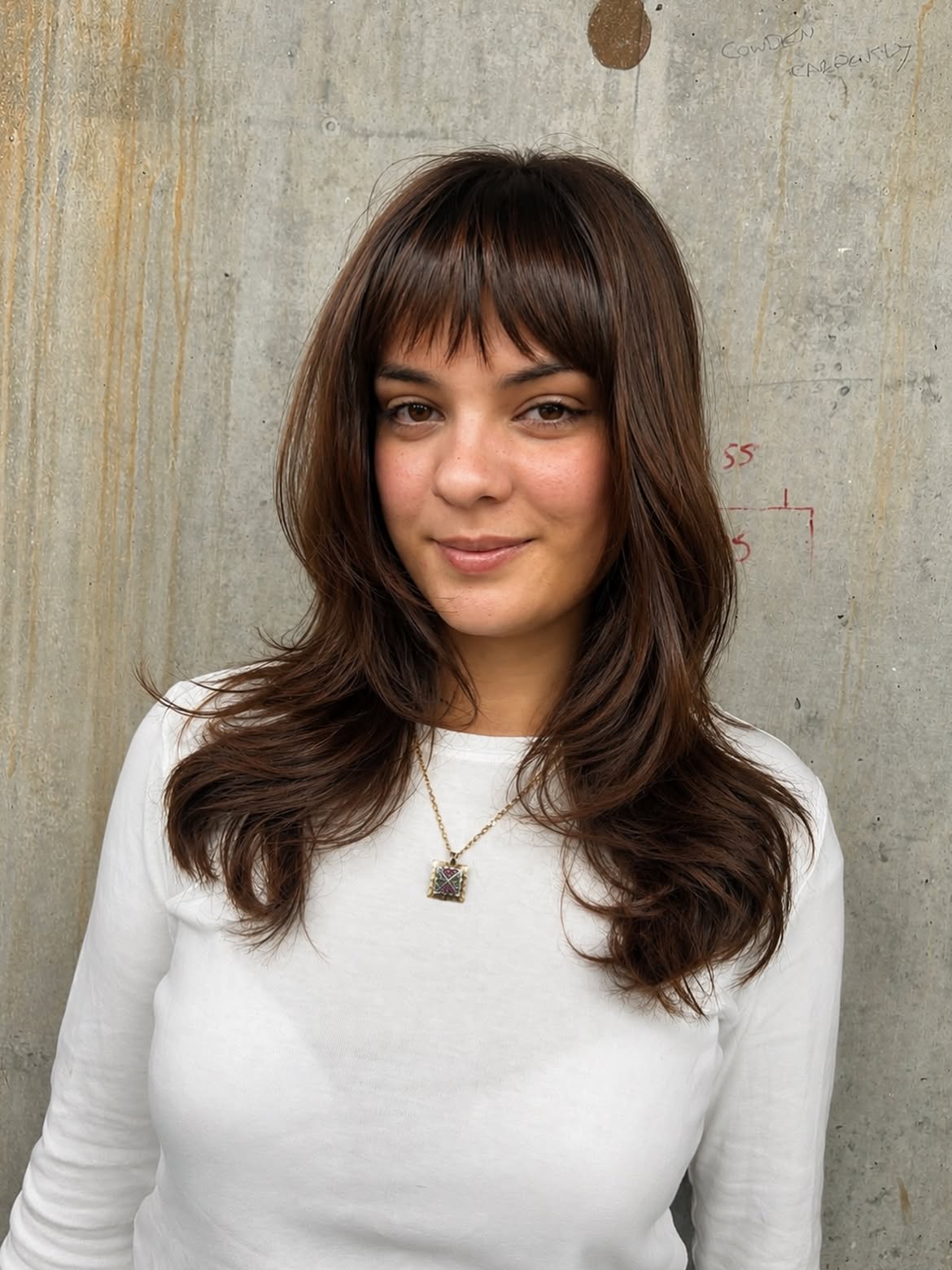 Soft Shag With Wispy Bangs And Chocolate Brown Layers