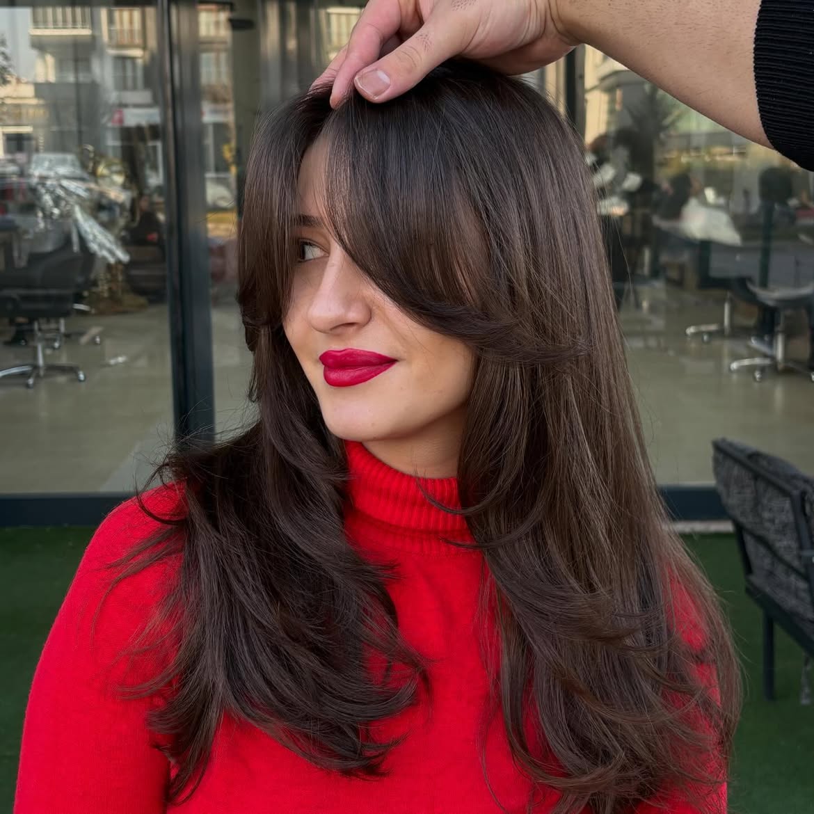 Softly Layered Long Hair With Face-Framing Curtain Bangs