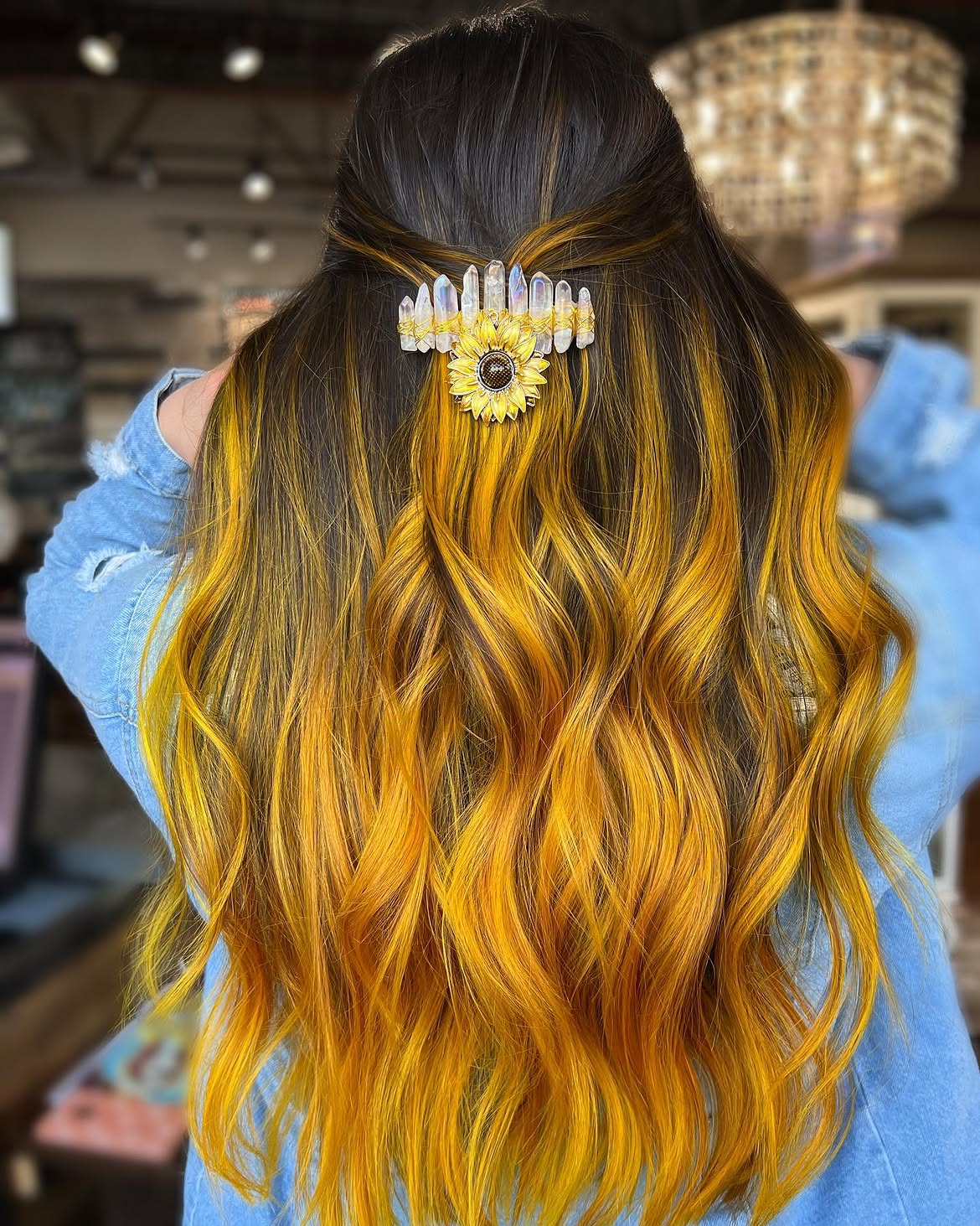 Sun-Kissed Yellow Ombre With Crystal Hair Accessory