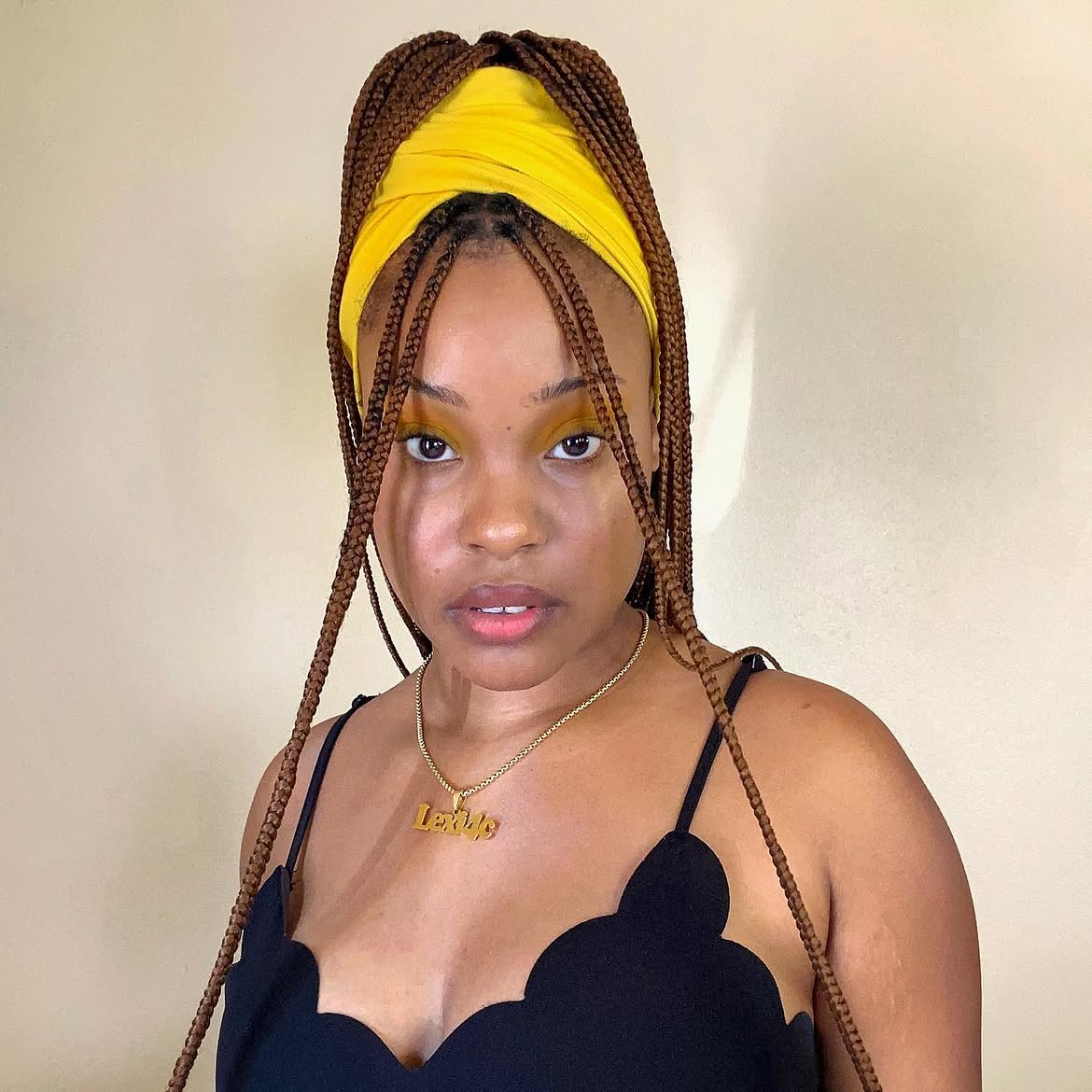 Sunny Braids With Yellow Turban Headband Style