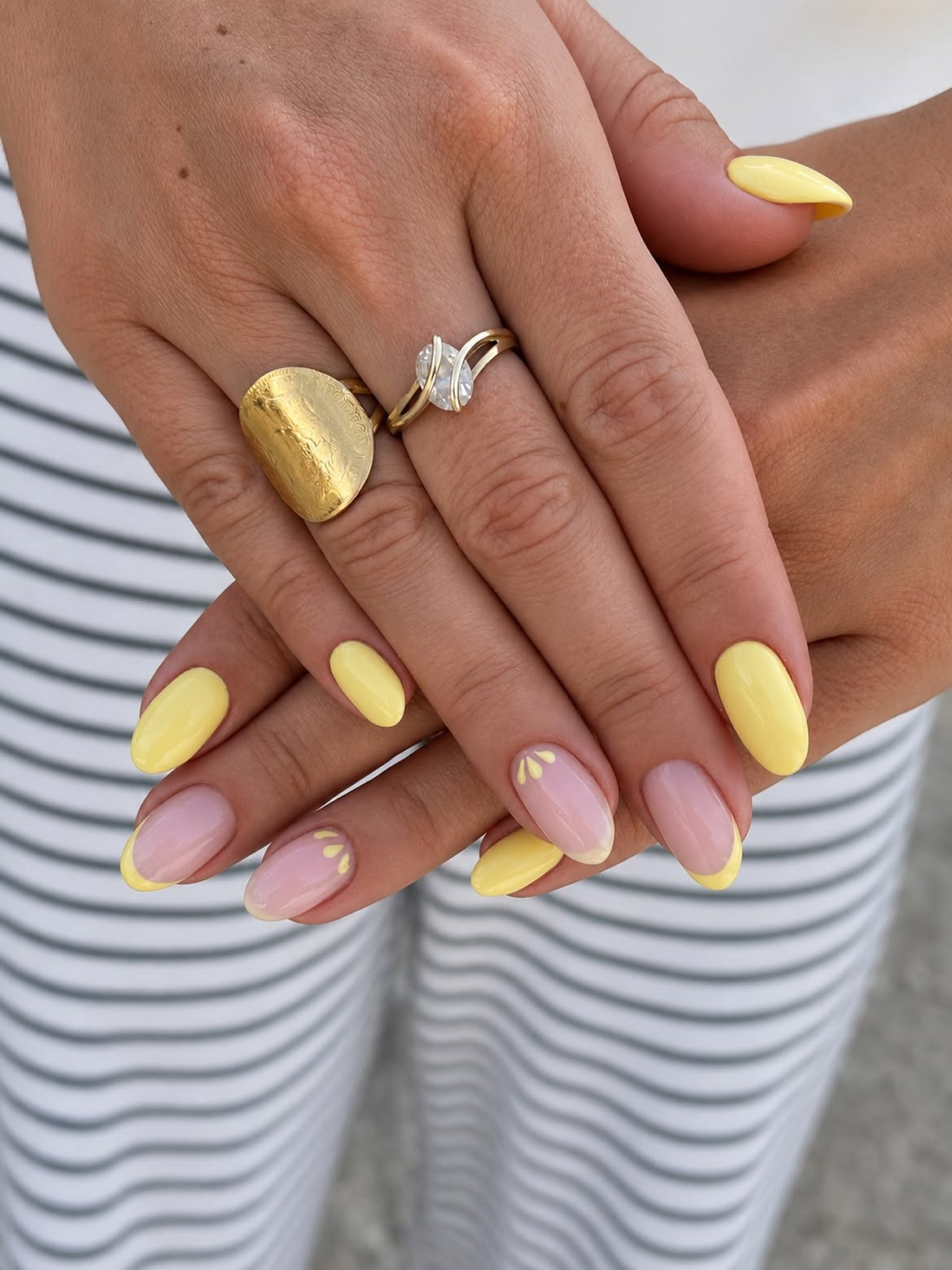 Sunny Yellow French Tip Aura Nails