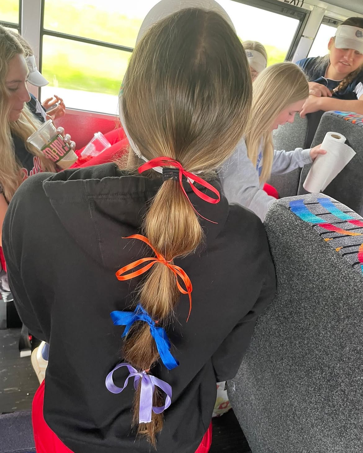 Team Spirit Braided Ponytail With Colorful Ribbons