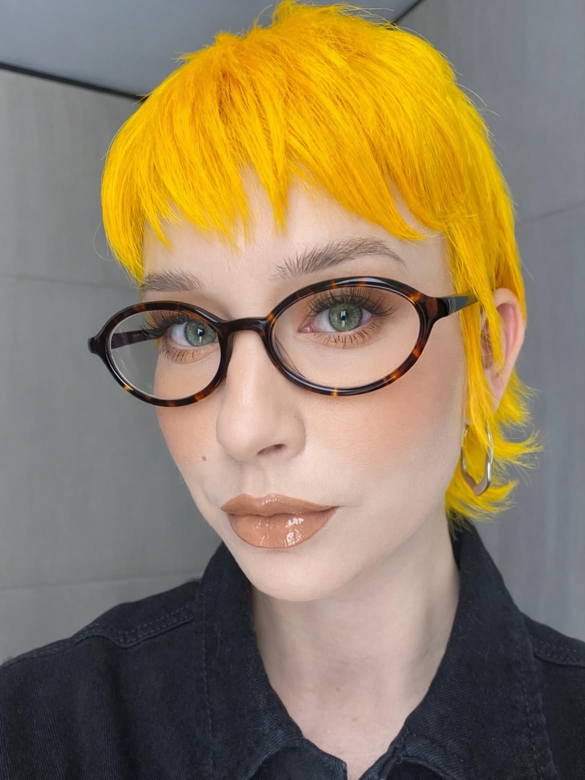 Textured Bright Yellow Pixie With Choppy Bangs