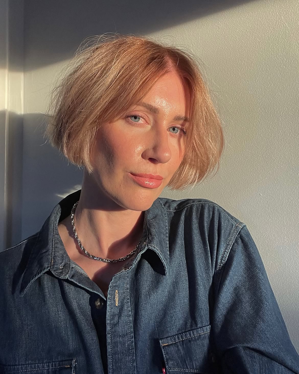 Textured Chin Length French Bob With Copper Tones