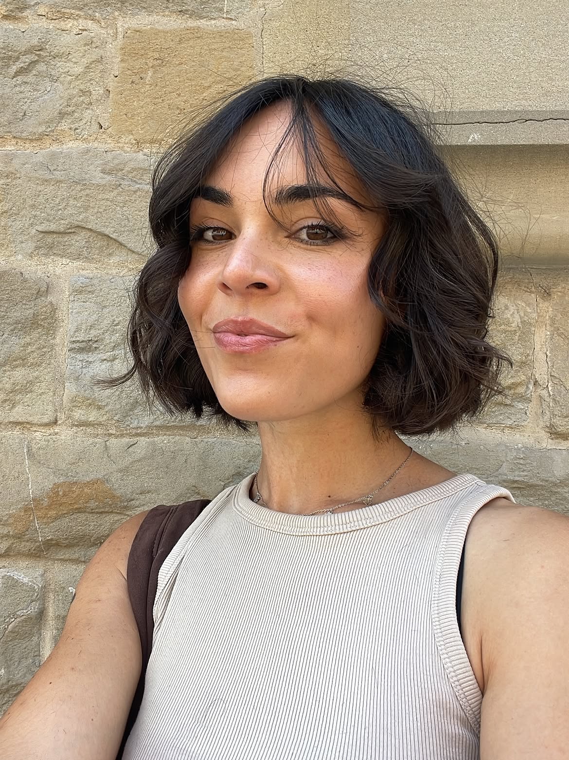 Textured Chin Length French Bob With Wispy Fringe