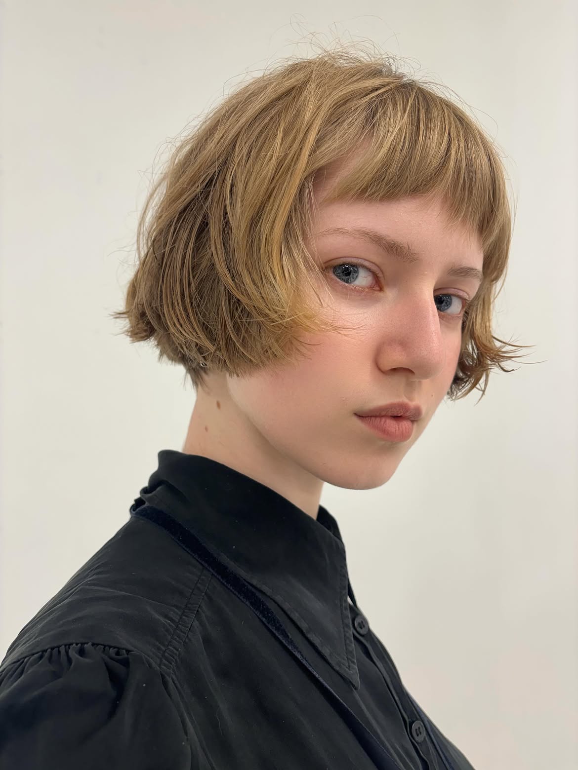 Textured French Bob With Wispy Baby Bangs