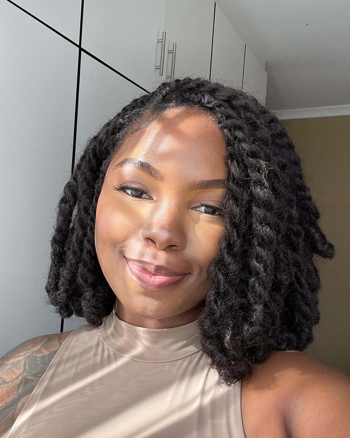Textured Mini Twists With Collarbone Length