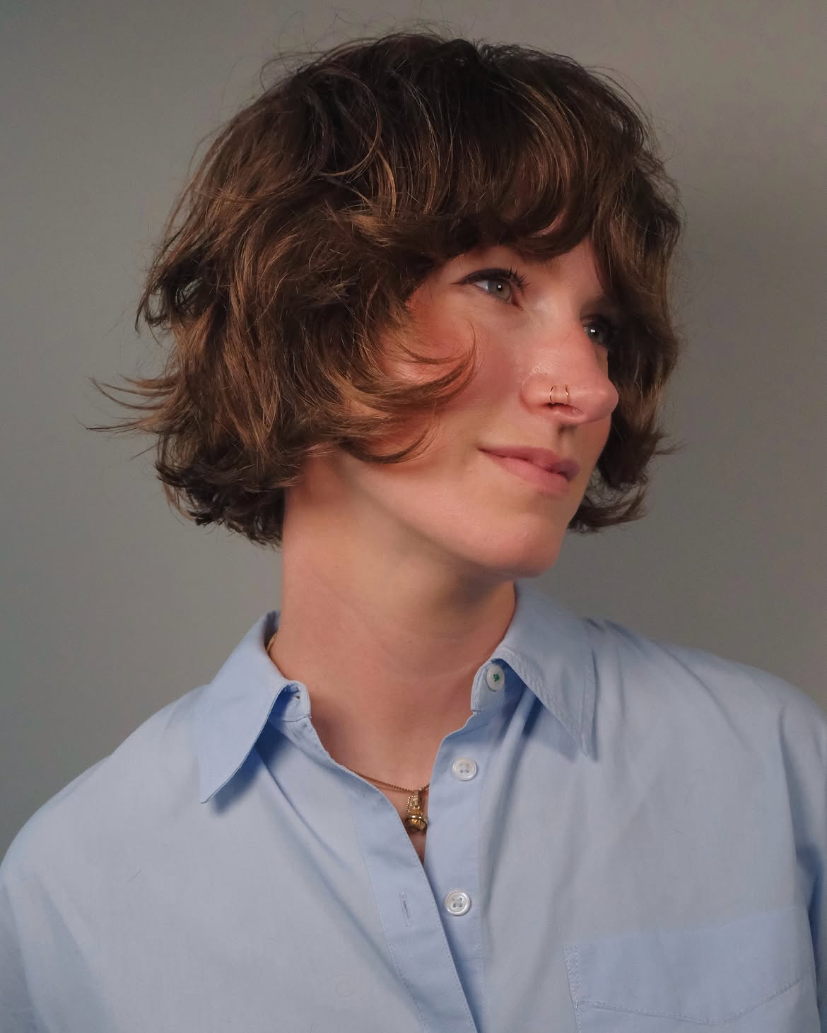 Textured Shaggy French Bob With Wispy Fringe