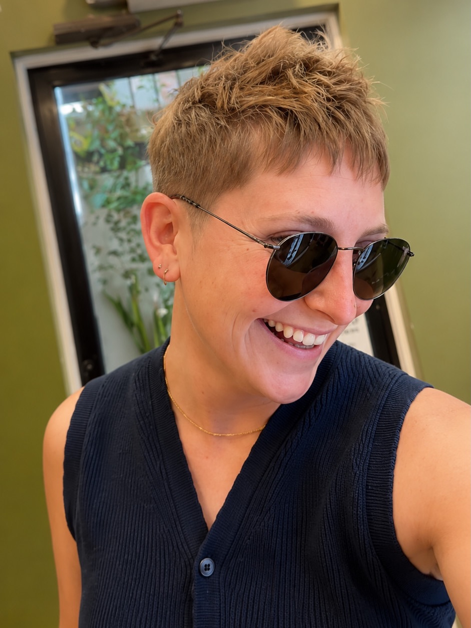 Textured Short Spiky Crop With Honey Blonde Highlights