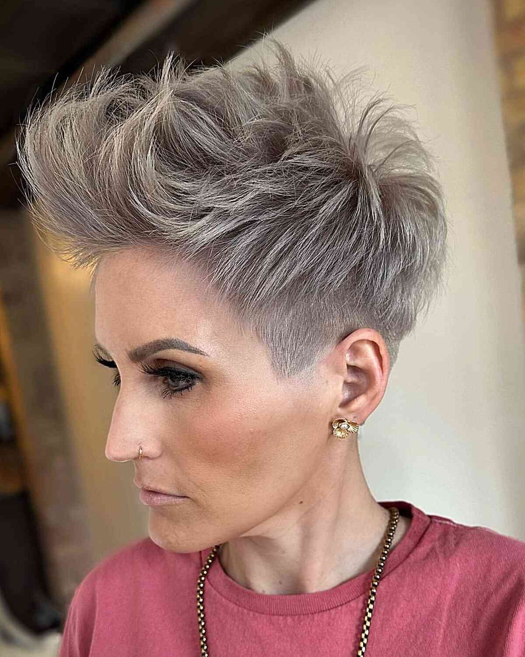 Textured Spiky Pixie Cut In Cool Ash Blonde