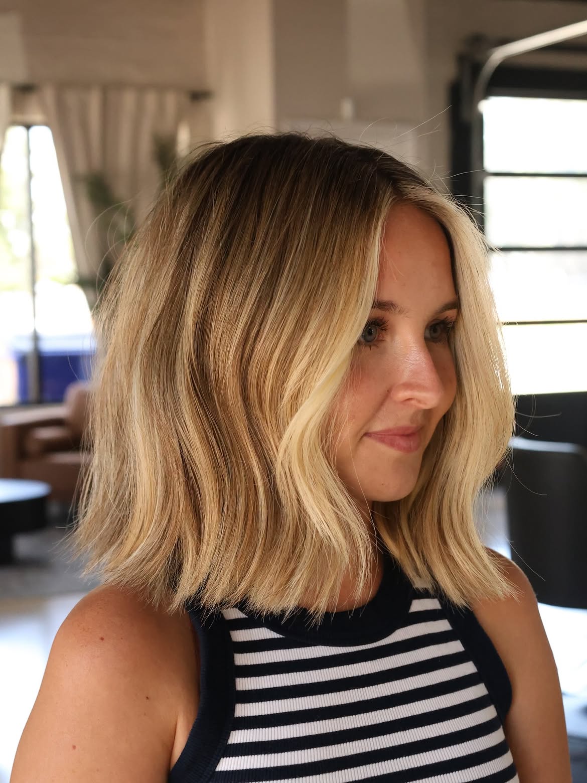 Tousled Honey Blonde Bob With Face Framing Layers