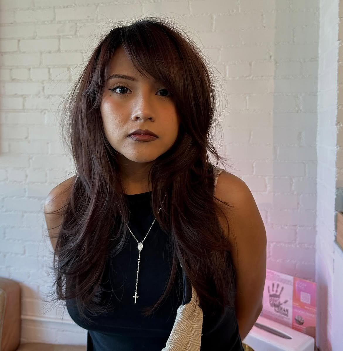 Tousled Layers With Deep Side Swept Bangs