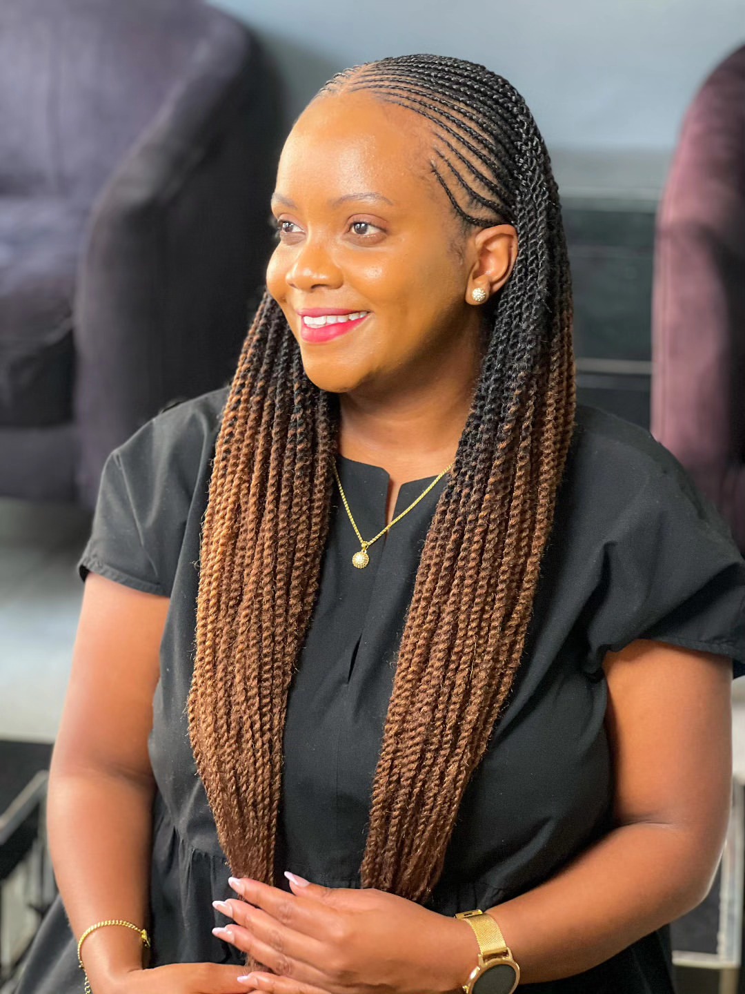 Trendy Fulani Braids With Ombre Twist Ends