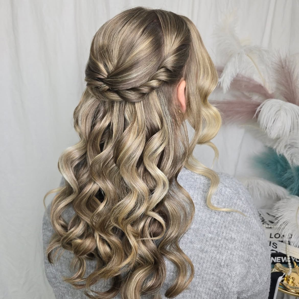 Twisted Crown Half Up With Hollywood Waves