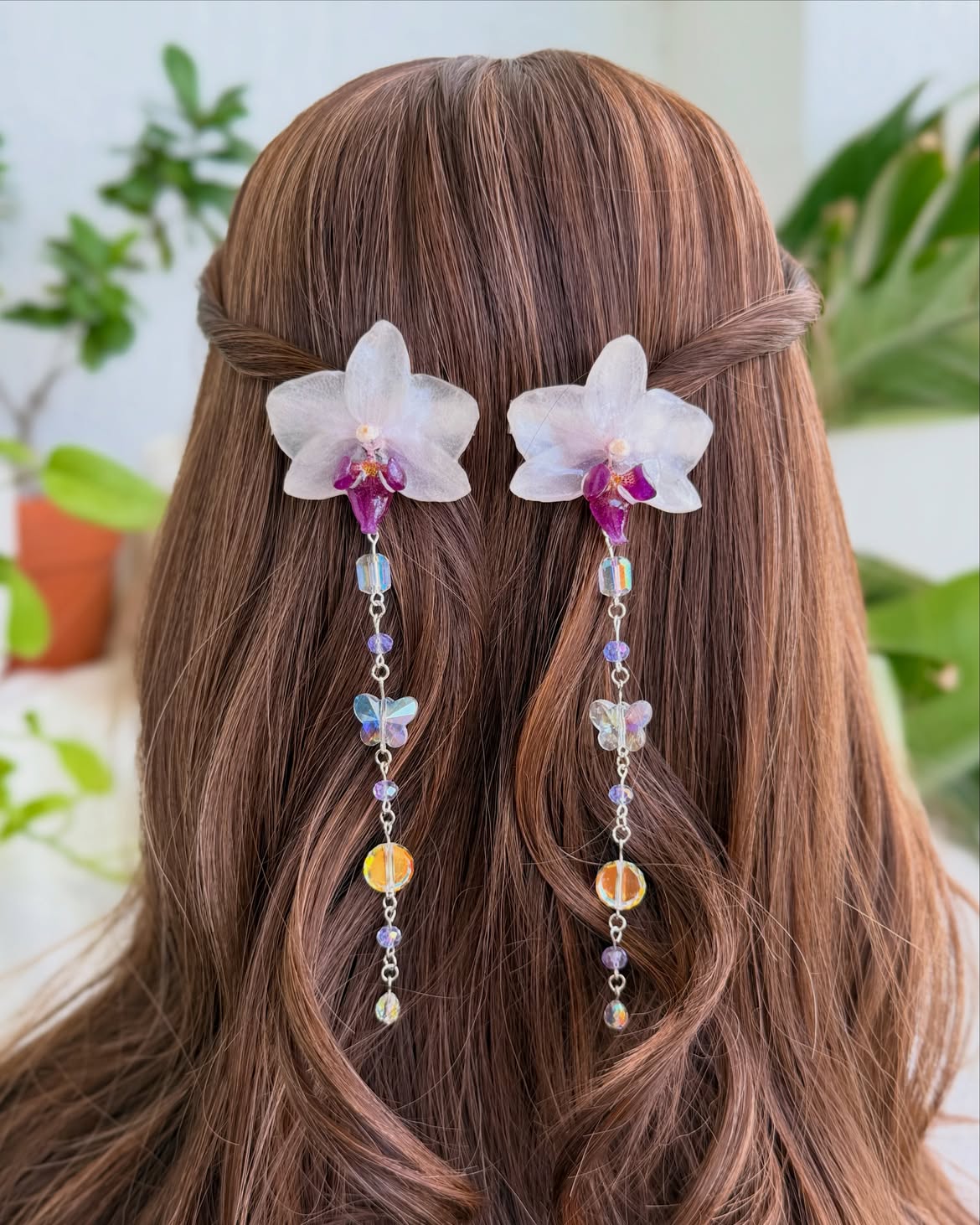 Twisted Crown With Orchid Hair Jewels