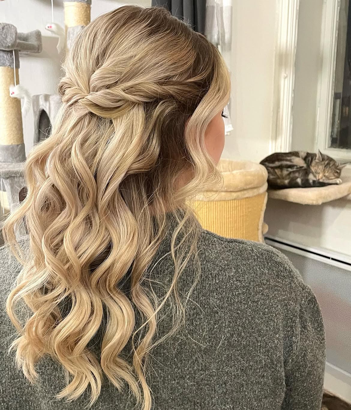 Twisted Half-Up Princess Waves For Prom