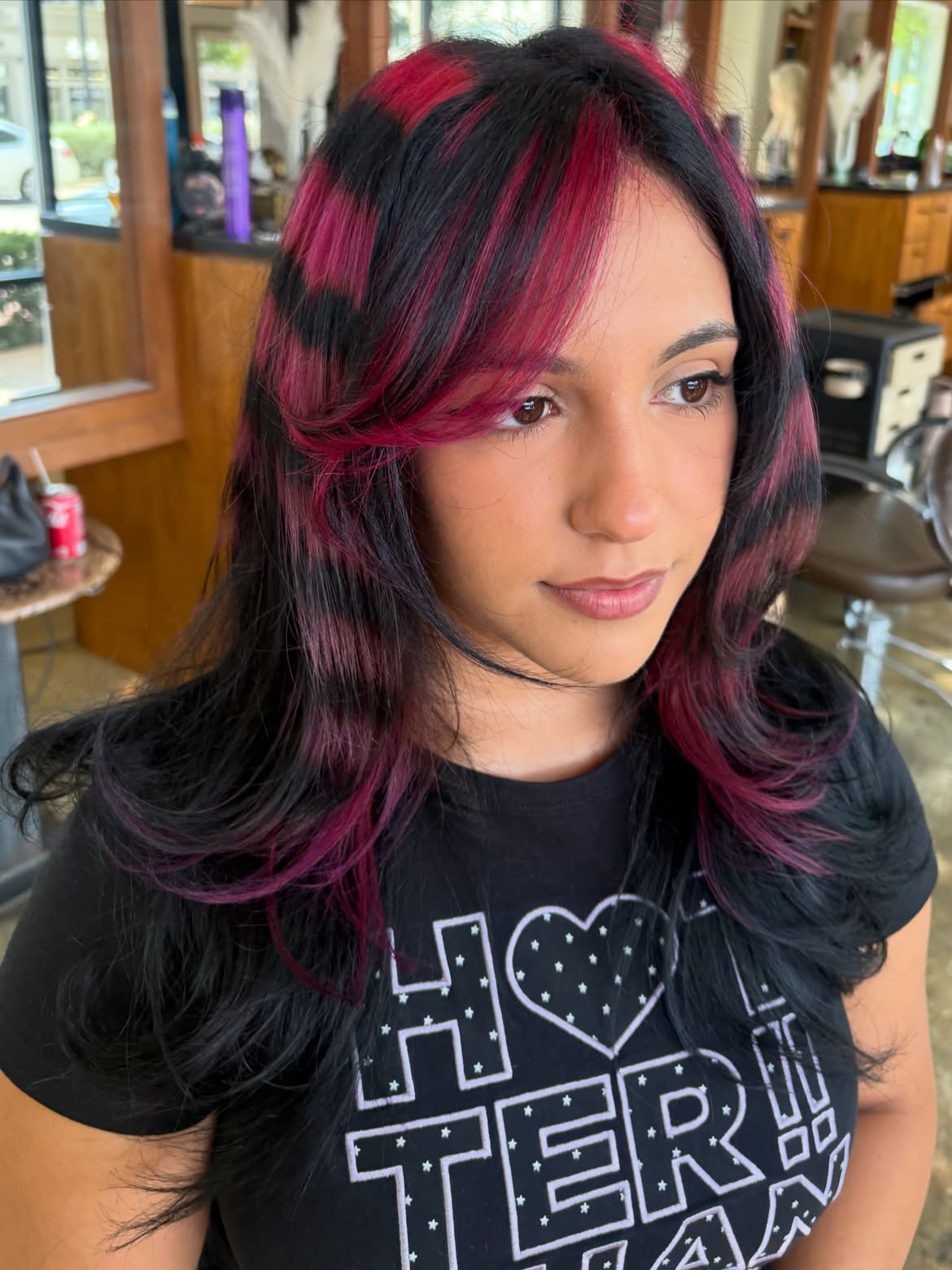 Two-Tone Black and Magenta Chunky Highlights