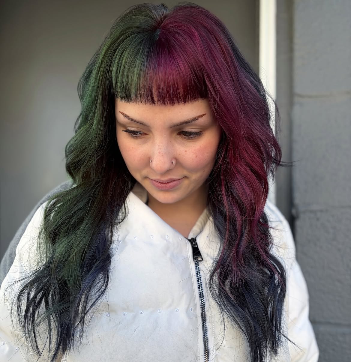 Two-Tone Split Dye With Wispy Bangs