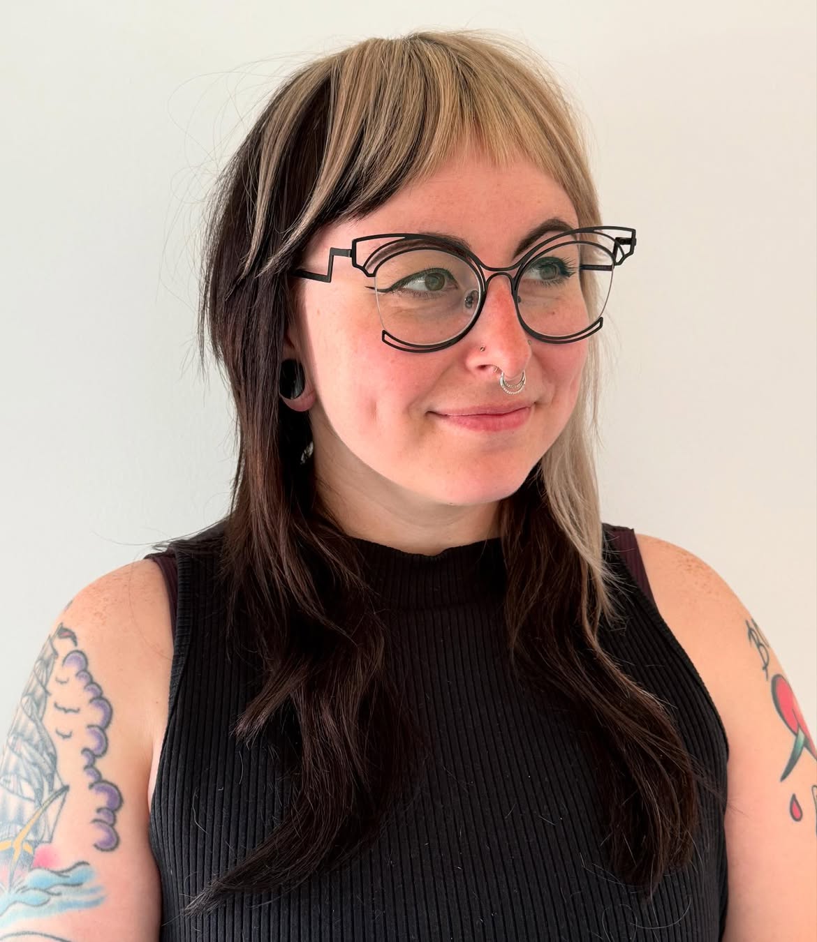 Two-Tone Wolf Cut With Micro Bangs