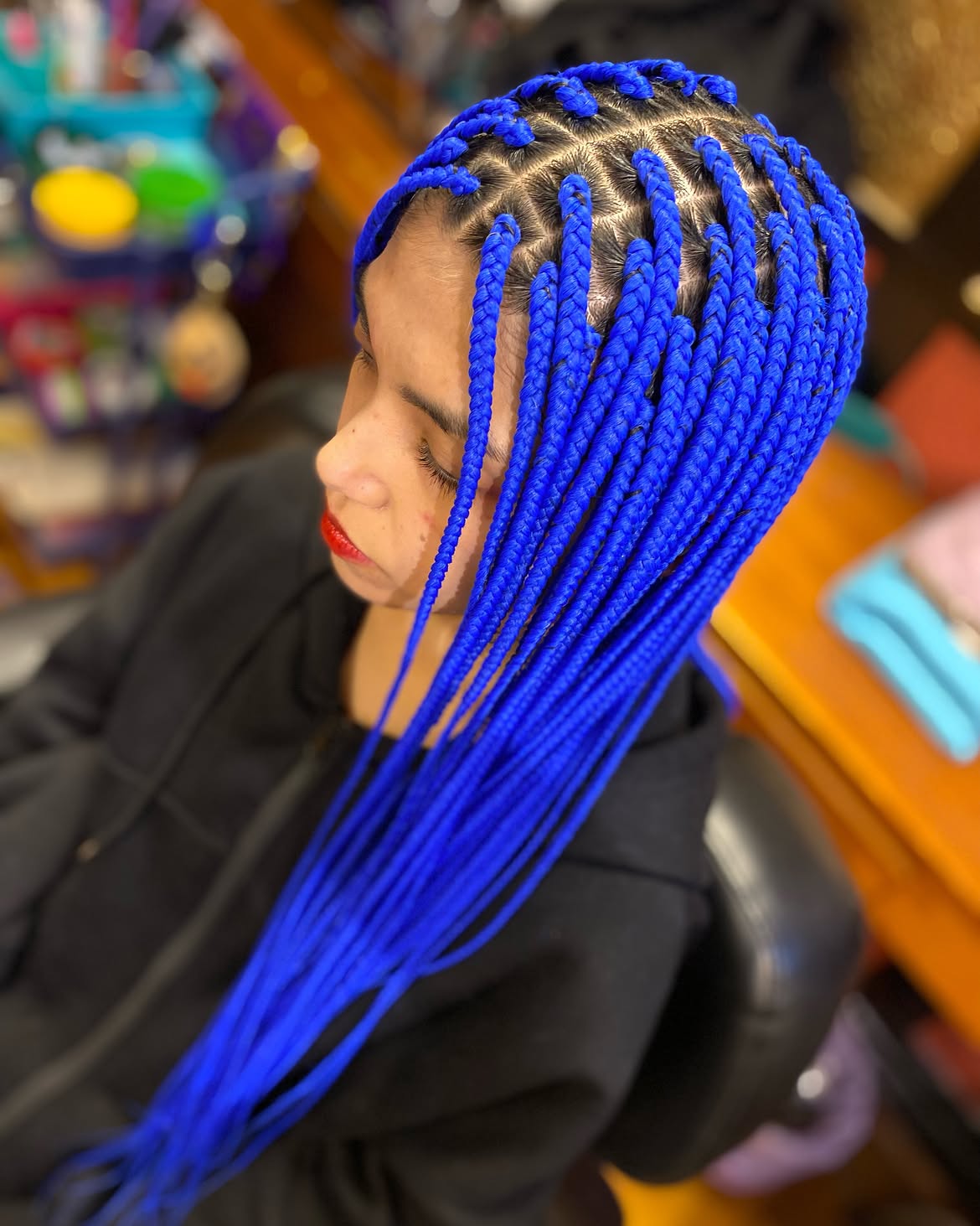 Vibrant Electric Blue Box Braids