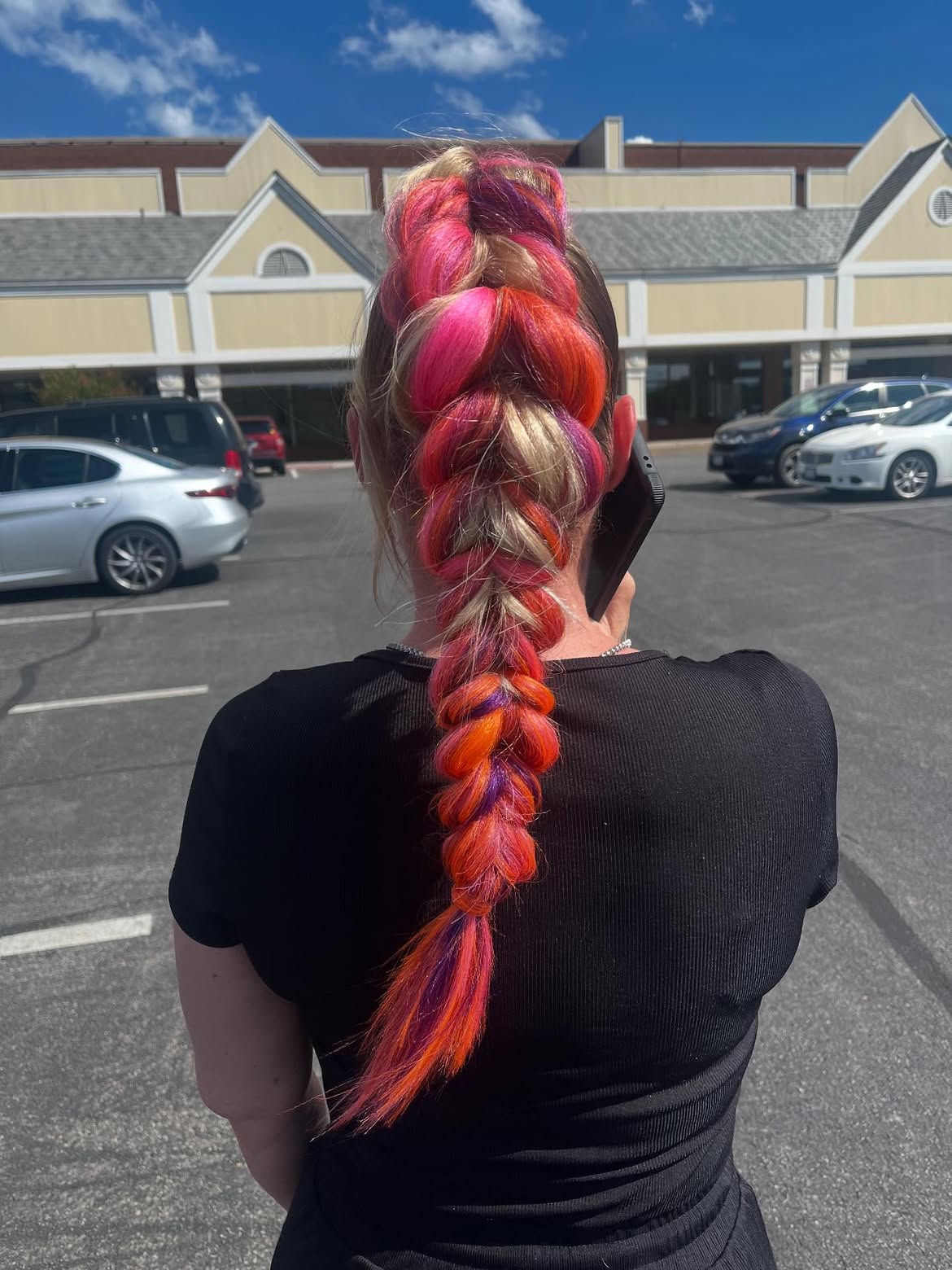 Vibrant Festival Fishtail Braid With Neon Streaks