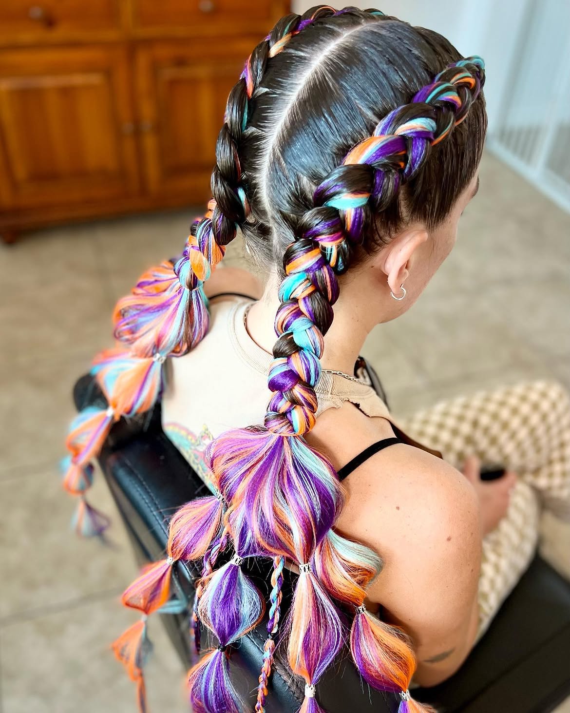 Vibrant Festival Two-Tone Dutch Braids