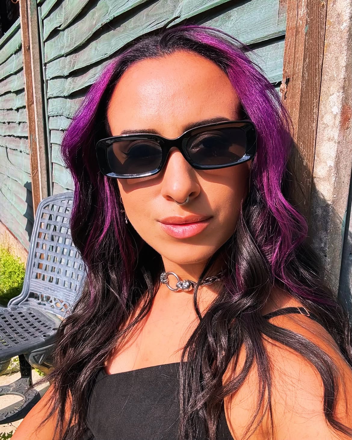 Vibrant Purple Streaks With Dark Waves