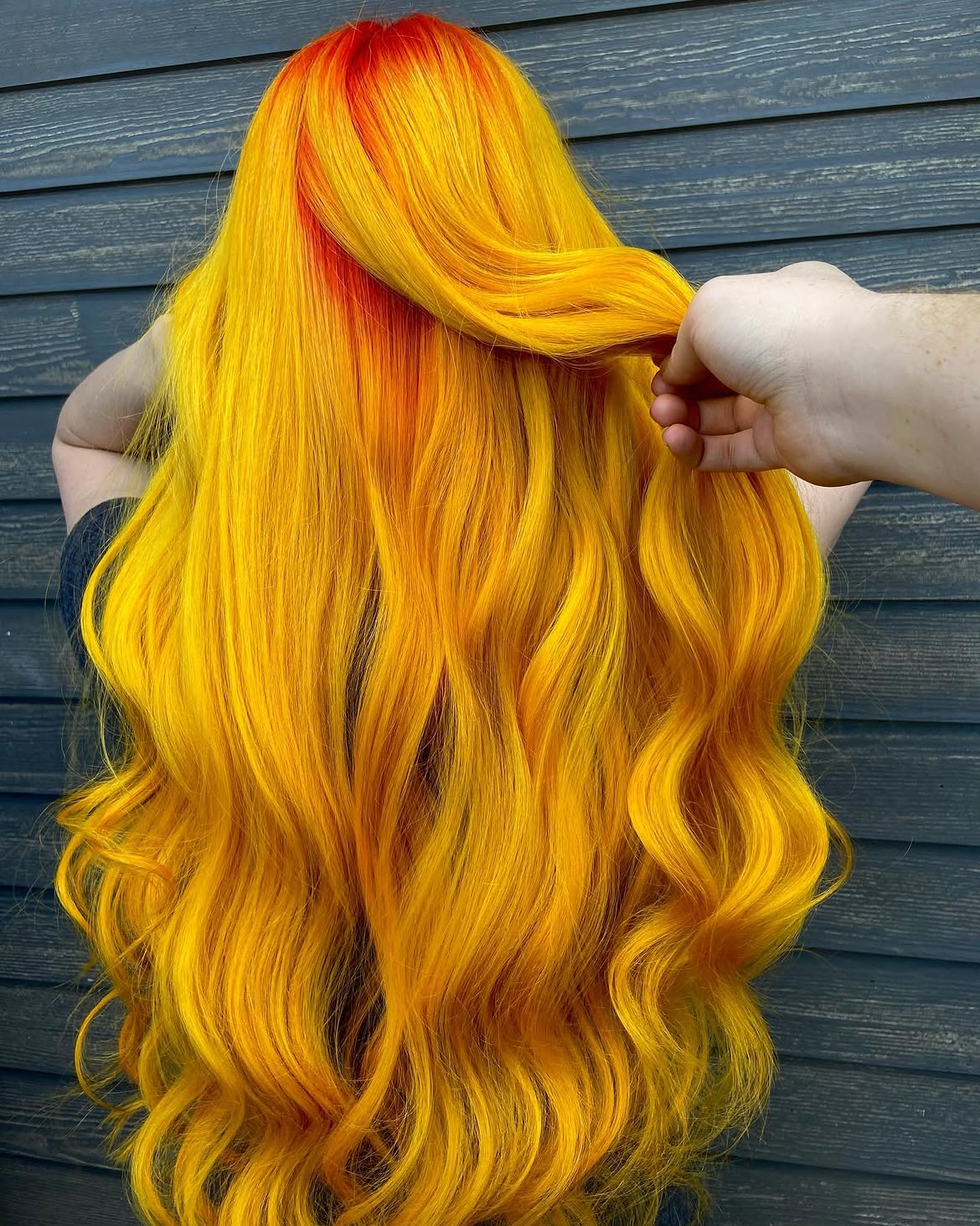 Vibrant Sunflower Yellow And Orange Melt Long Hair