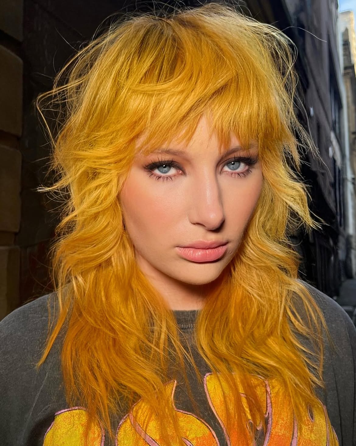 Vibrant Sunflower Yellow Shaggy Layered Cut