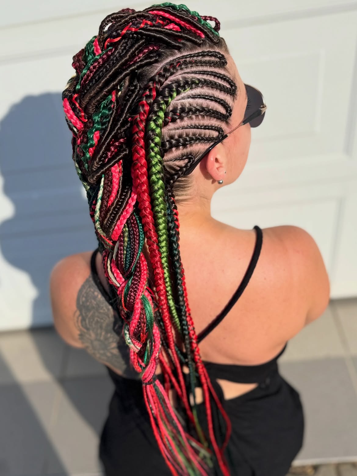 Vibrant Tribal Braids With Undercut Design