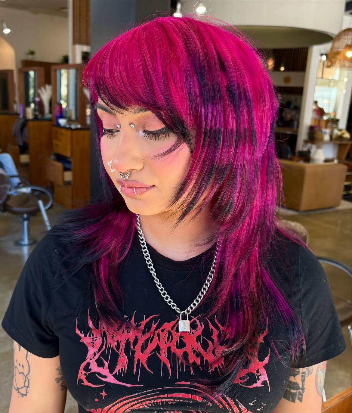 Vivid Magenta Shag With Dark Underneath