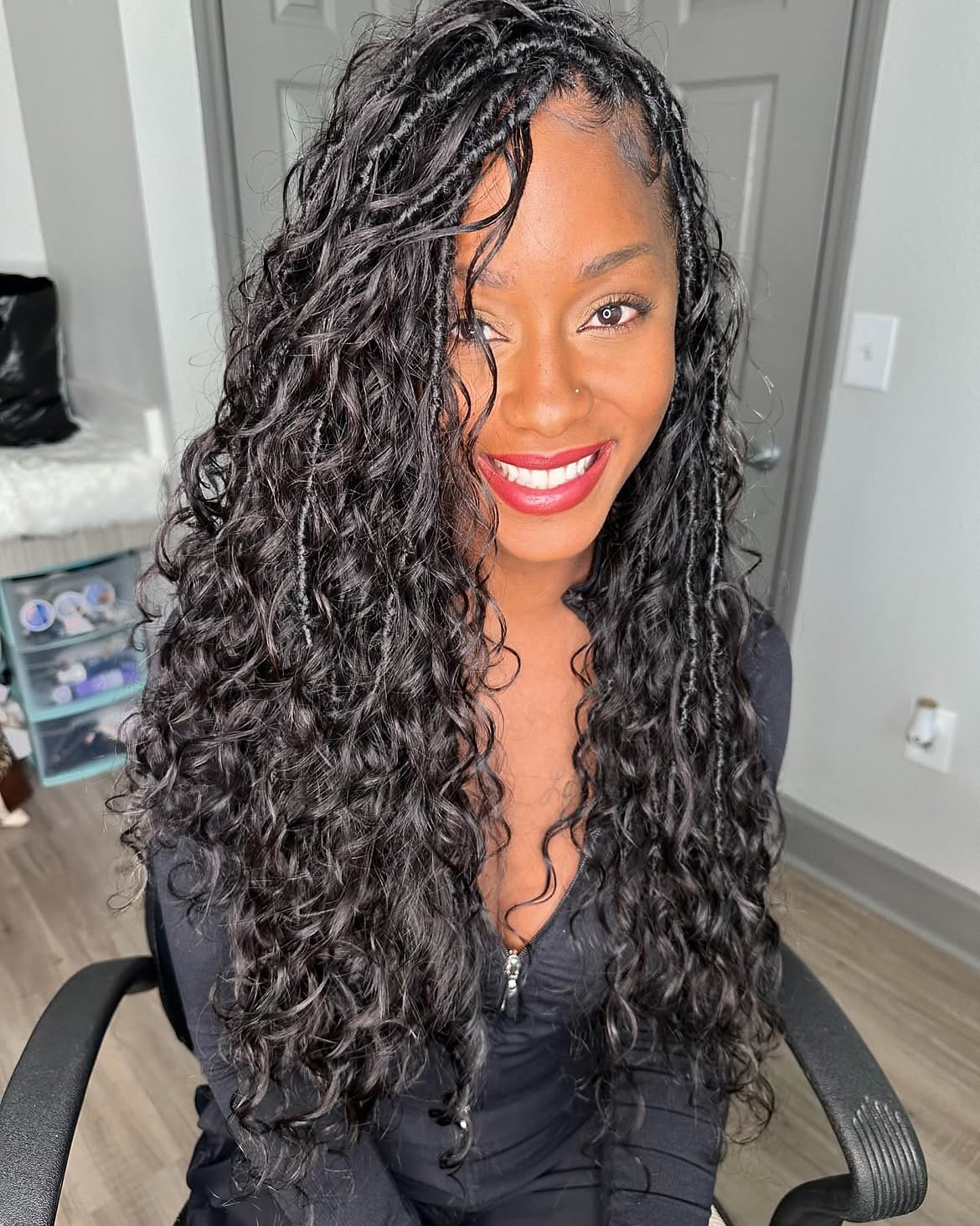 Voluminous Boho Locs With Loose Curls