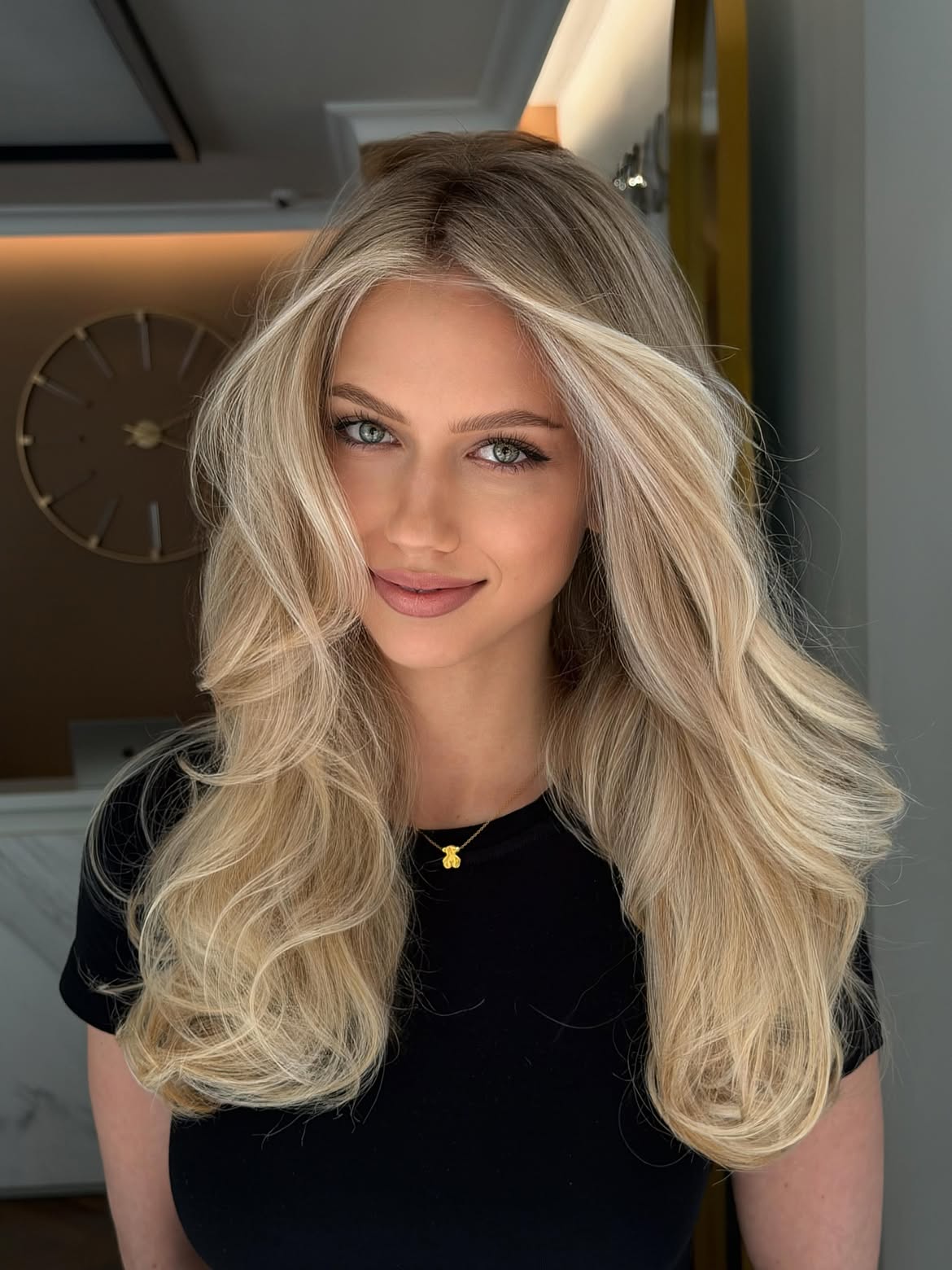 Voluminous Curtain Bangs With Bright Scandi Blonde Layers